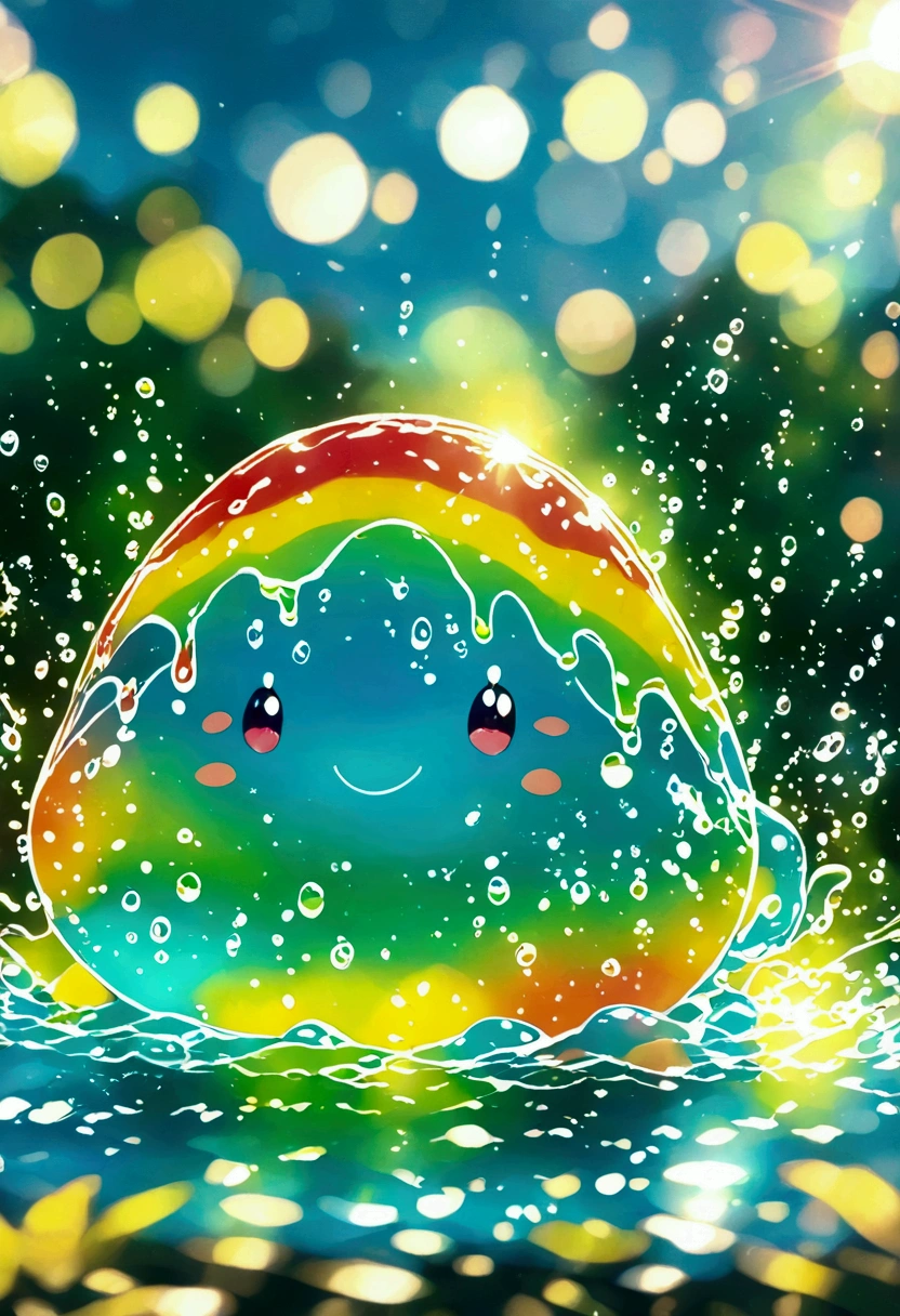 Rainbow slime, Sunlight, Water splash, 