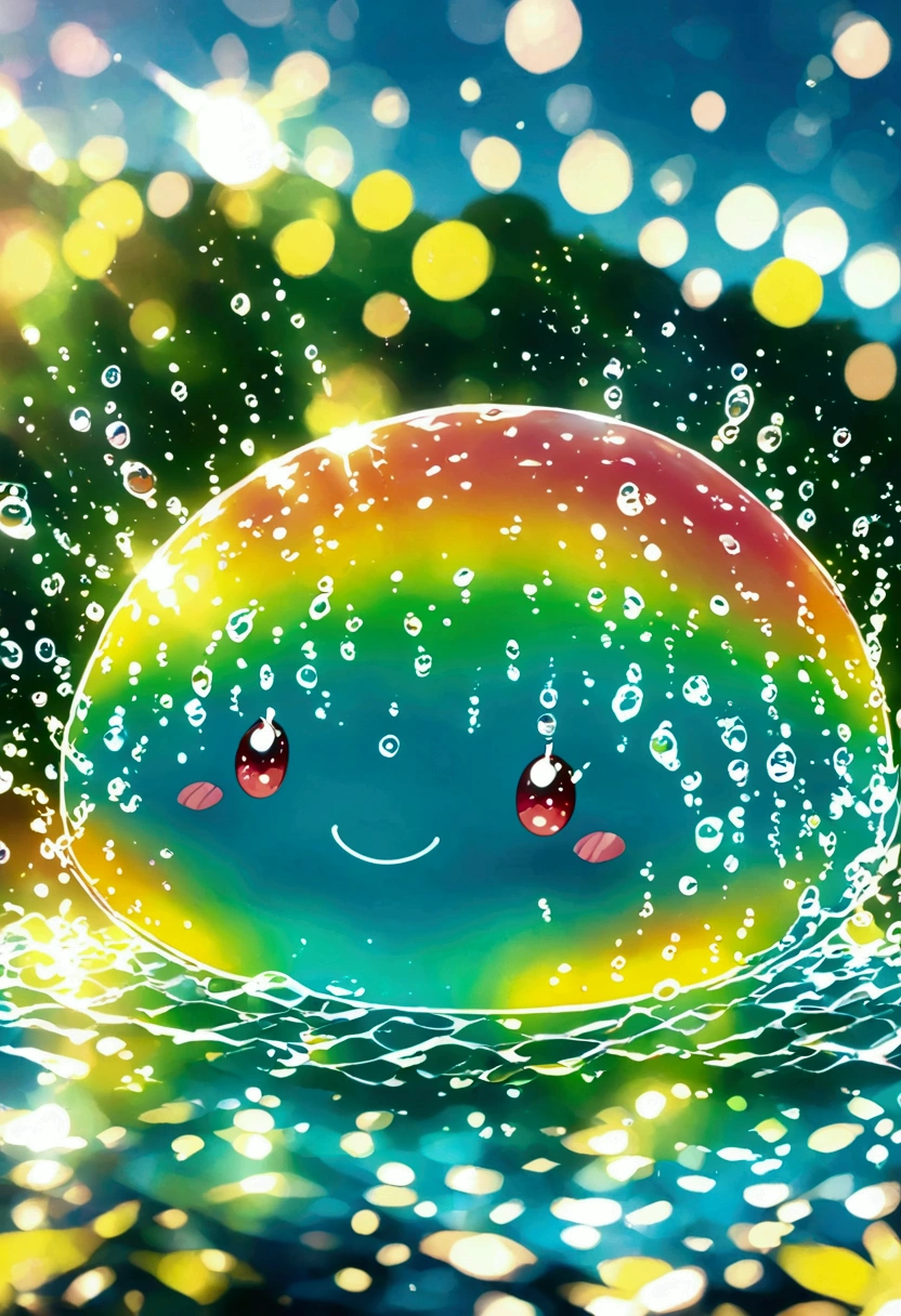 Rainbow slime, Sunlight, Water splash, 