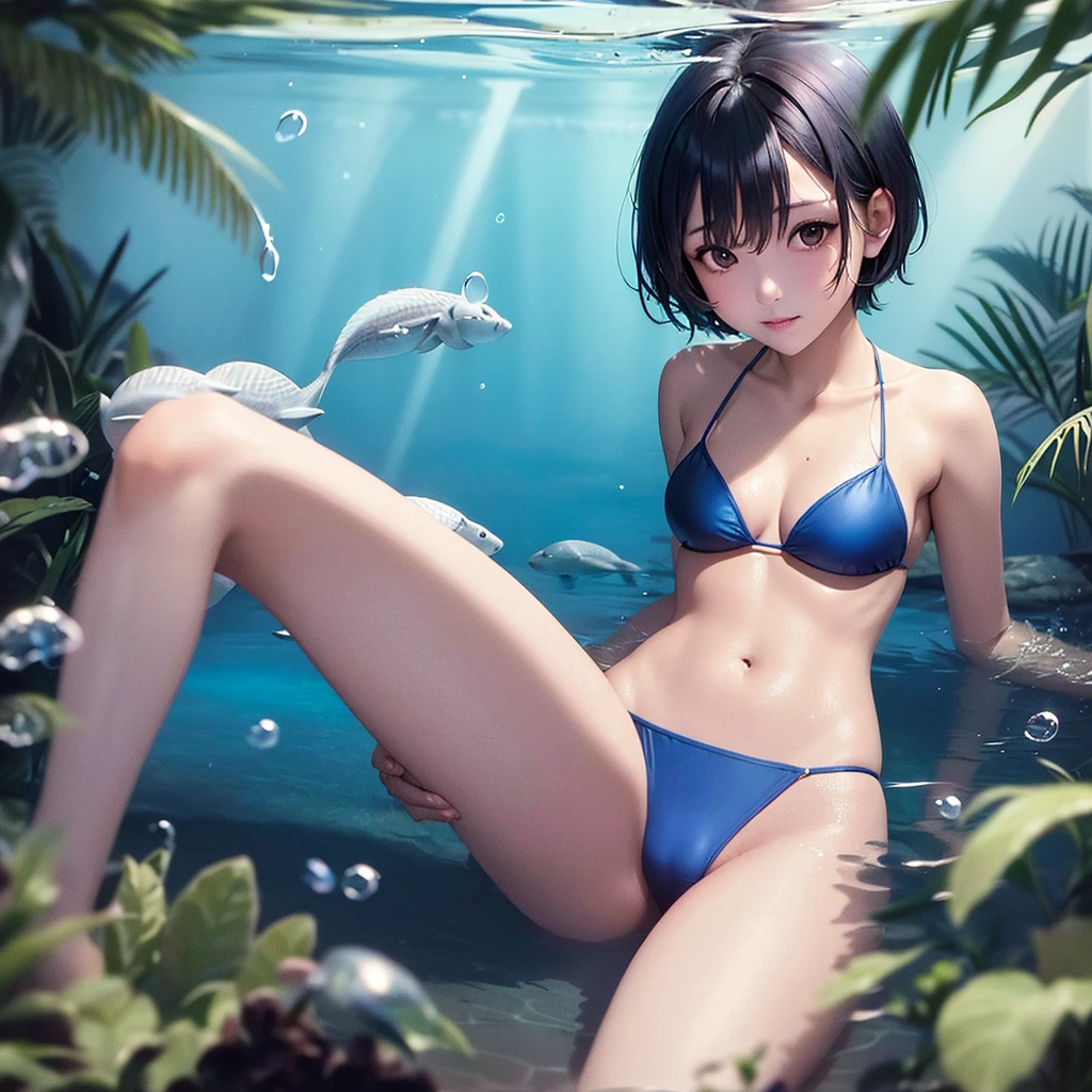 Beautiful girl,???? lady, blue light ?????? girl, ?????????,
short hair black, Underwater, sea water, wet, ดำน้ำทะเล,