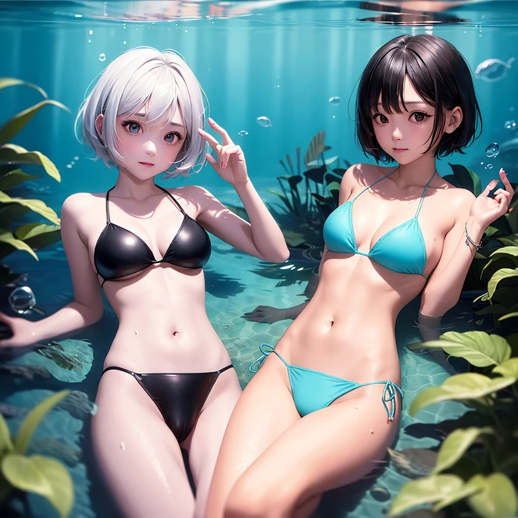 Beautiful girl,sexy lady, blue light bikini girl, camel toe,
short hair black, Underwater, sea water, wet, ดำน้ำทะเล,