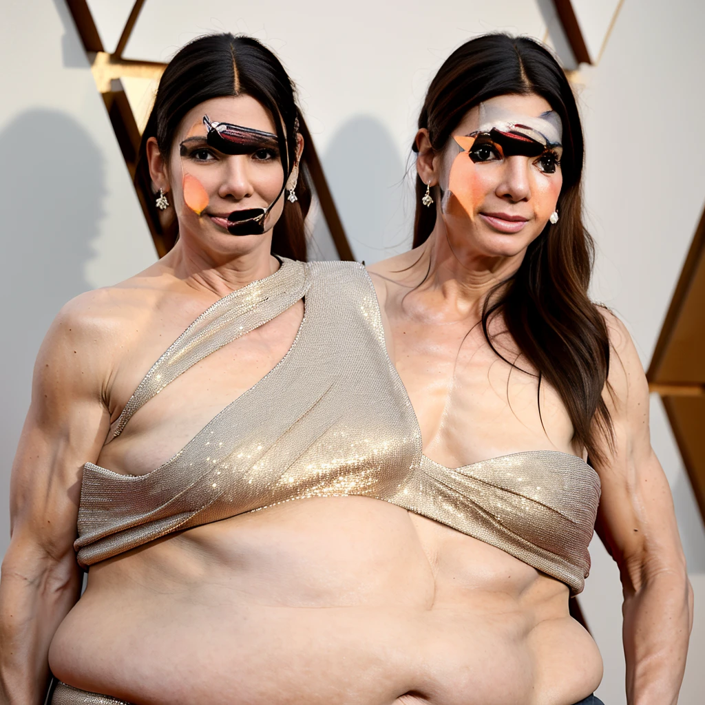 face only picture,blobby face,triple fat chin,soft face,face sinking into fat,extremely obese face,Sandra Bullock ,((masterpiece, best quality, photorealistic))