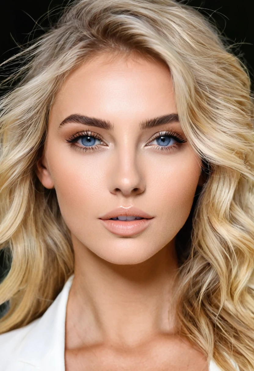(meilleure qualité,Haute résolution),influenceuse blonde naturelle,beaux yeux détaillés,belles lèvres détaillées,peau parfaite,cheveux parfaits,corps parfait,Des doigts parfaits,Tenue parfaite,pieds parfaits,Ongles parfaits, a la plage