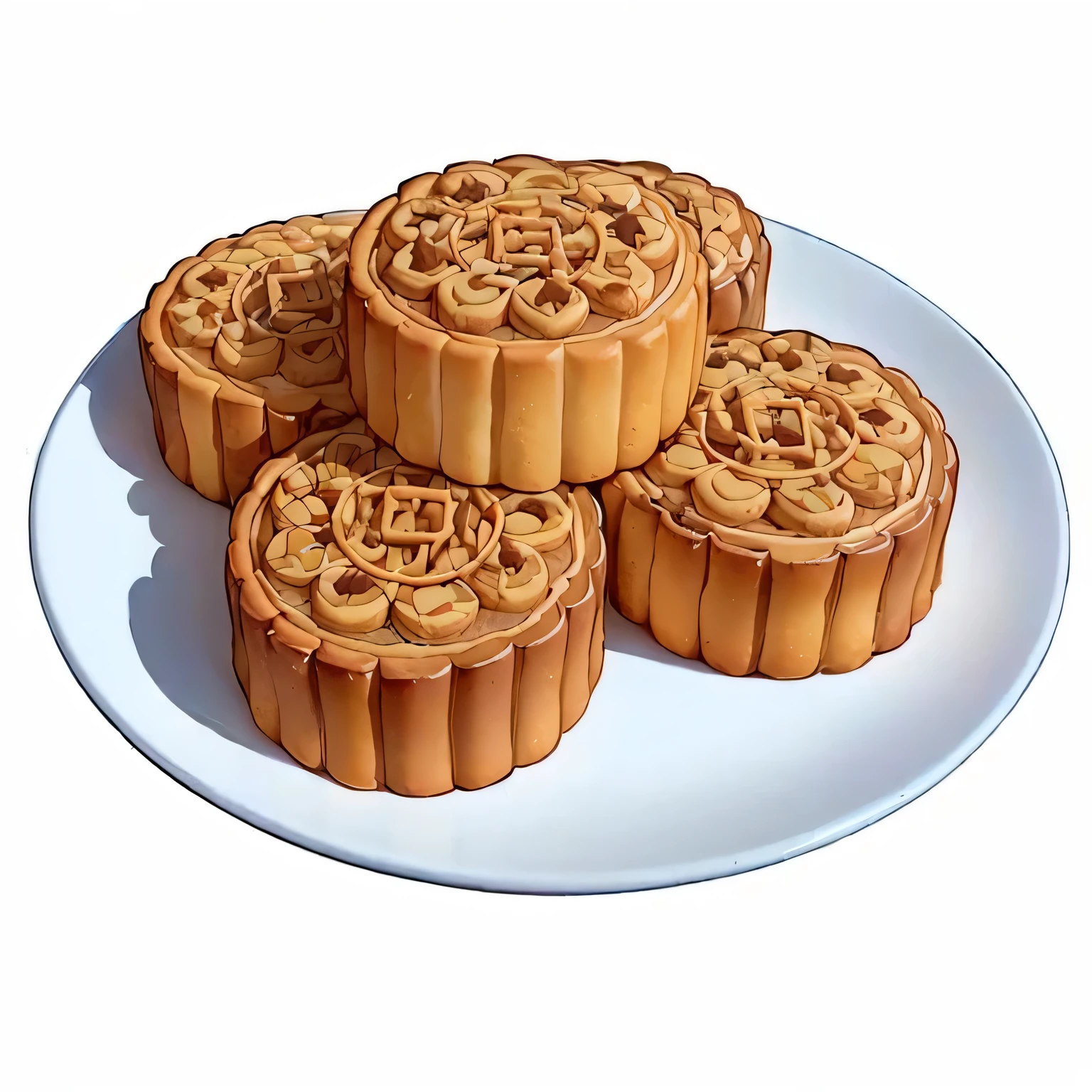 Close up of a plate of food and lots of cookies, Chinese, illustration, 240p, traditional Chinese, Inspired by Arthur Pan, number, Made of glaze, Business illustration, caramel, Bao Nan, author：Sim Che Tsai, Inspired by Pu Hua, Sweet sesame, Hyper-realistic food pictures, author：The Borun