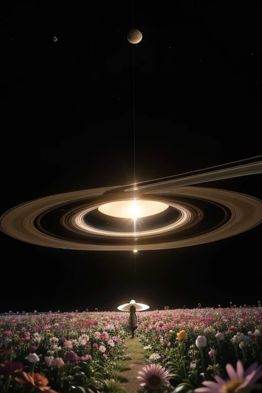 Flower garden in the rings of Saturn