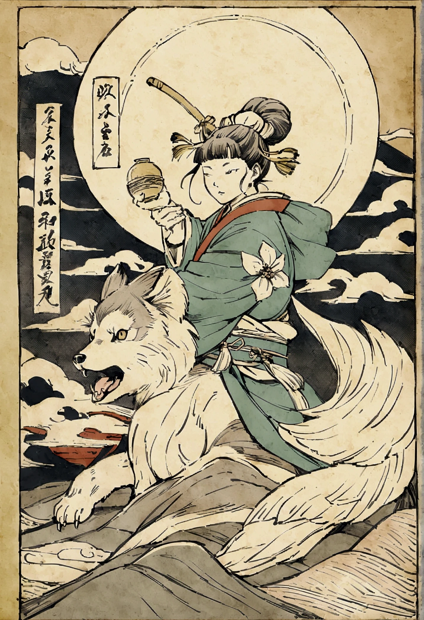 Edo period Ukiyo-e style,Line art,animal