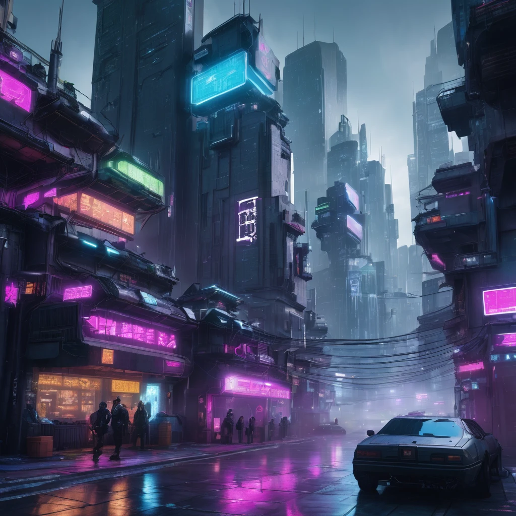 Cyberpunk city center