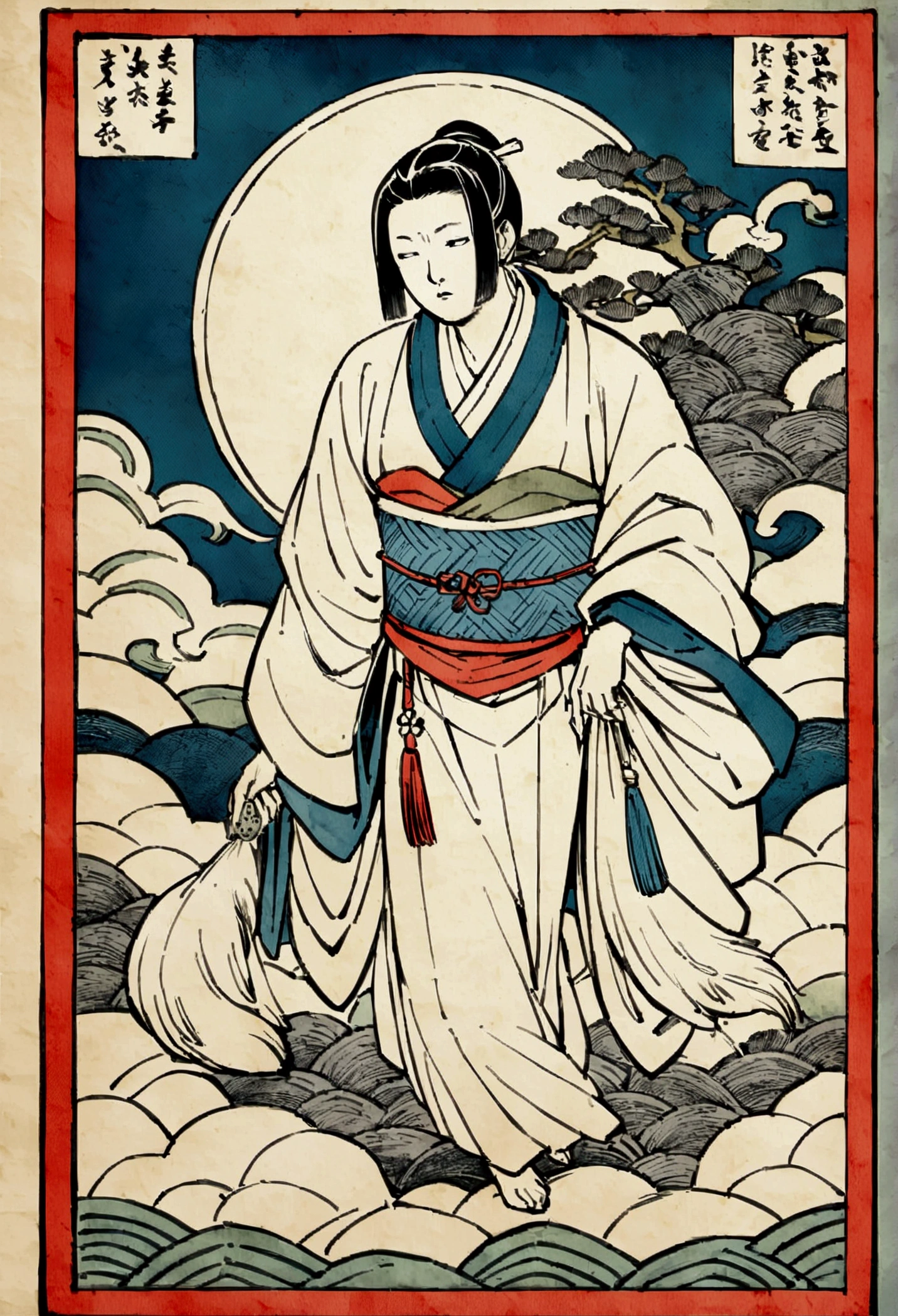 Edo period Ukiyo-e style,Line art,animal