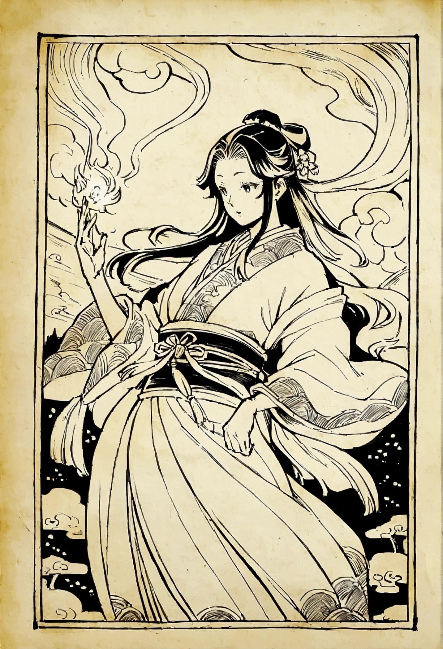 Edo period Ukiyo-e style,Line art,animal