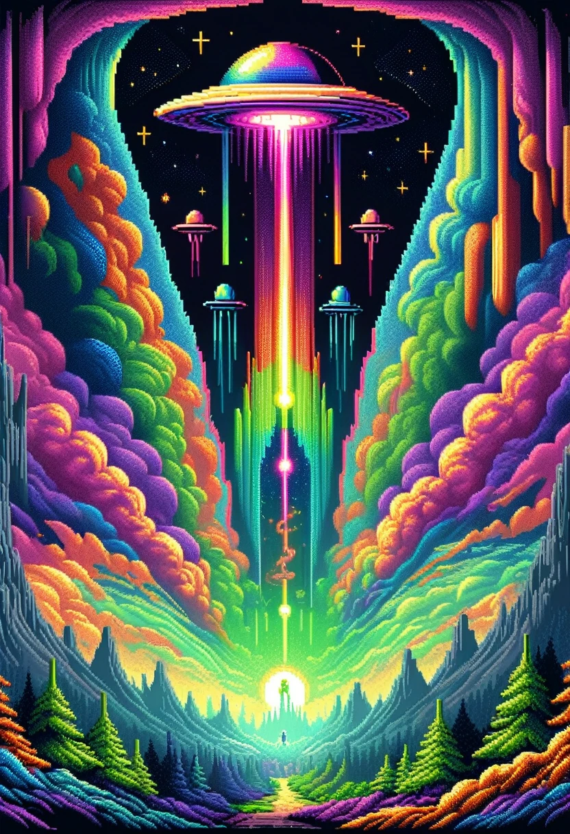 DonM8u663dXL,pixel art  celestial motion, extraterrestrial, solstice, aurora  