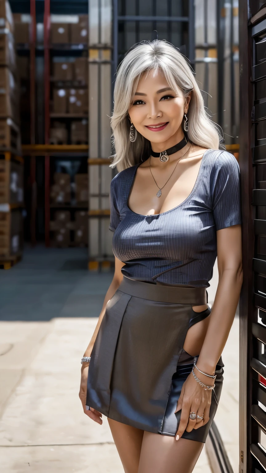 69 years old　Mom　MILF　Korean Lady　large earring　Big choker　navel piercing decoration　A bracelet　Silver Hair　realisitic　Gorgeous Madame Beautiful Mature Woman　sexy　Smile　Gentle woman navel piercing　４K　High quality 駅　Ticket Counter　trip　Gorgeous Madame Beautiful Mature Woman