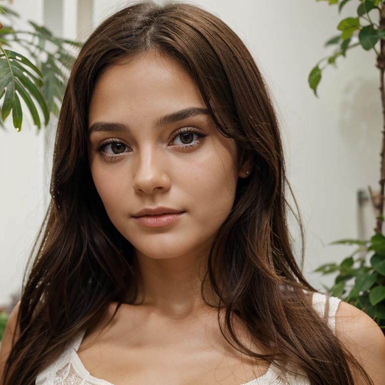 visage jeune européene manequin brune