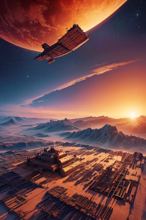 Highest quality、masterpiece、Desolate Earth、wreckage、Red Sky、Surrealism