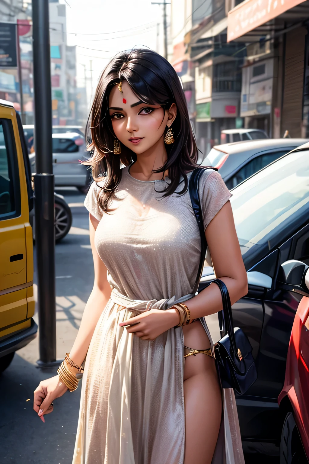 An indian urban woman of 28 yers having an effortless charm. She likes to wear stylish modern dress that are intended to turn up men. I call her Rashmi and made Meta AI to imagine her as I like.