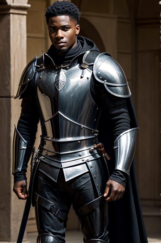 YOUNG HANDSOME BLACK IN KNIGHT'S OUTFIT