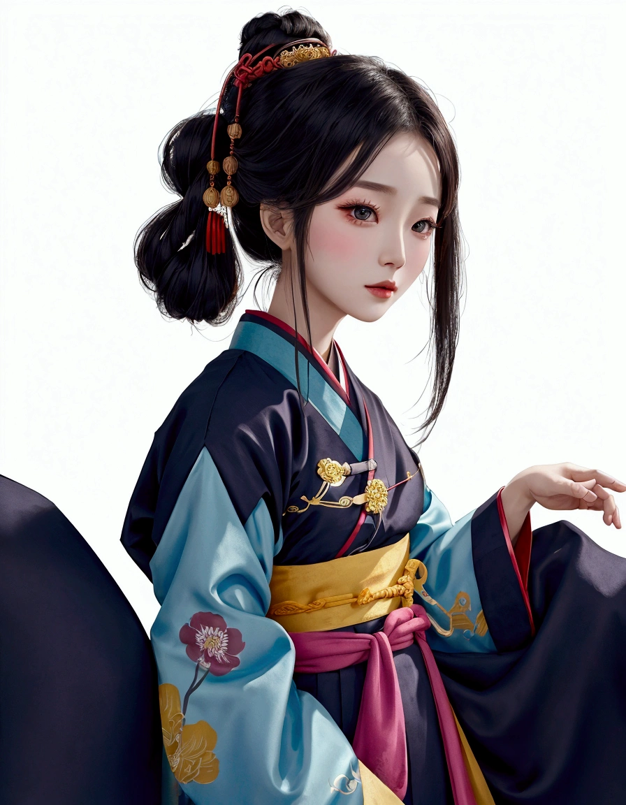 Beauty ,wear colorful hanbok, Chinese-style buildings, sight