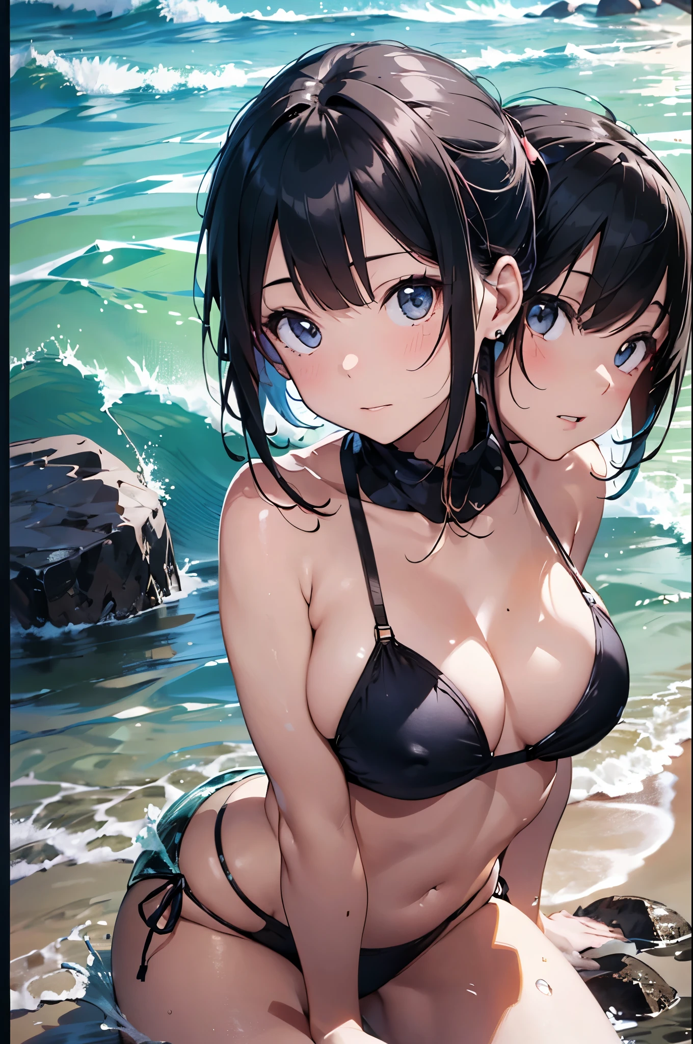 High resolution,topless、
One beautiful young woman,Light blue hair、ponytail、Spiritual
(Soft Saturation:1.3), (Fair skin:1.2),
(ultra-Detailed Background, Detailed Background), Bokeh,
break'Portrait of a smiling girl.,
When viewed from the front, The composition is symmetrical,
Looking straight at you with serious eyes,
break Swimwear, White Bikini, Center of chest,
Outdoor, Sea surface, null, sunlight,Summer beach, Sandy Beach,
Strong light, Front lighting,
(:1.3), (Cowboy Shot:1.2),
Front brake angle,
View your audience,
Dynamic pose,
sitting on the beach
Seaweed、Seaweed、Seaweed、Seaweed、Seaweed、Seaweed、Seaweed、