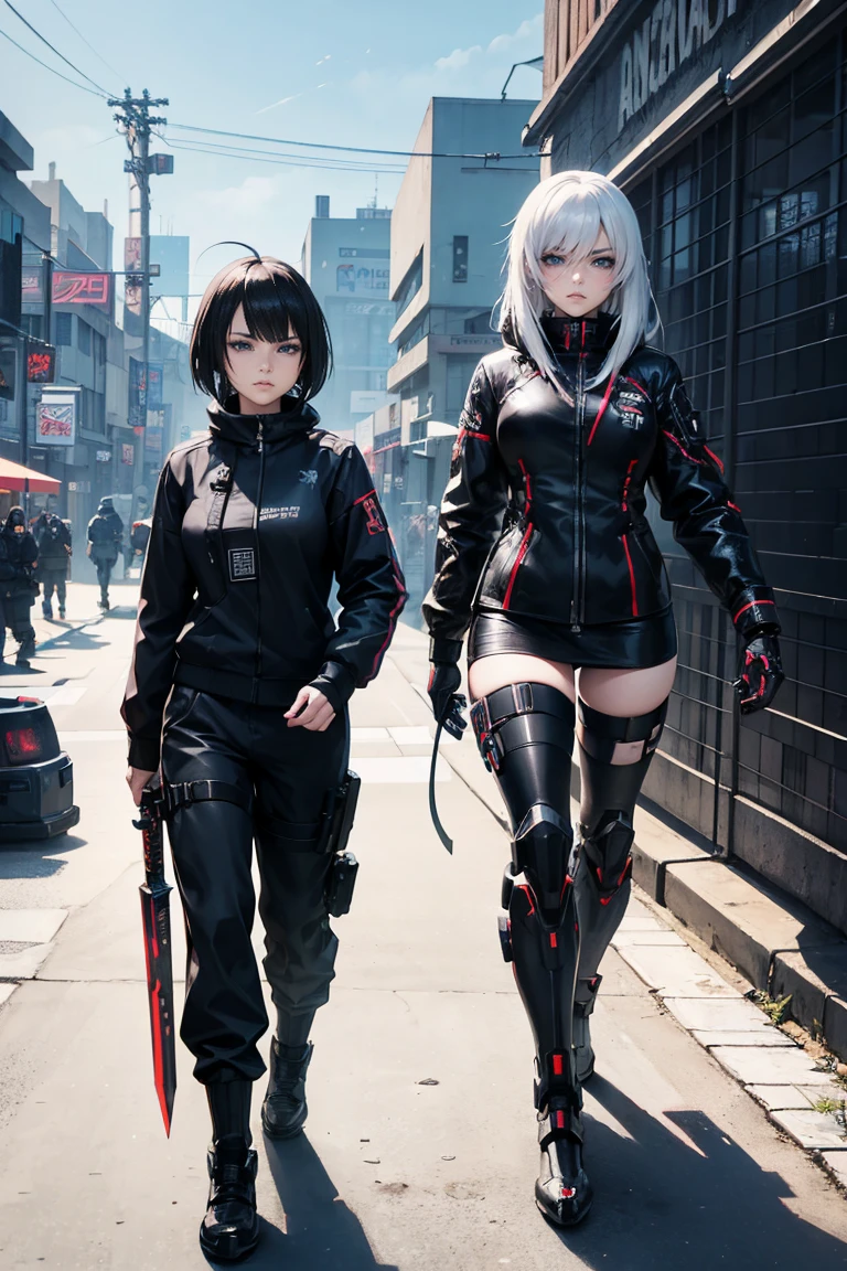 anime - style woman in black outfit holding a sword and wearing armor, female cyberpunk anime girl, wearing techwear and armor, sci fi female character, cyberpunk 2 0 y. o model girl, mechanized soldier girl, cyberpunk outfit, cyberpunk angry gorgeous goddess, cyberpunk anime girl, cyberpunk character, sci-fi female, sci - fi character, female cyberpunk