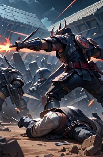 MECA,holding_weapon,masterpiece,best quality,super detailed,super fine illustration,battle scene,