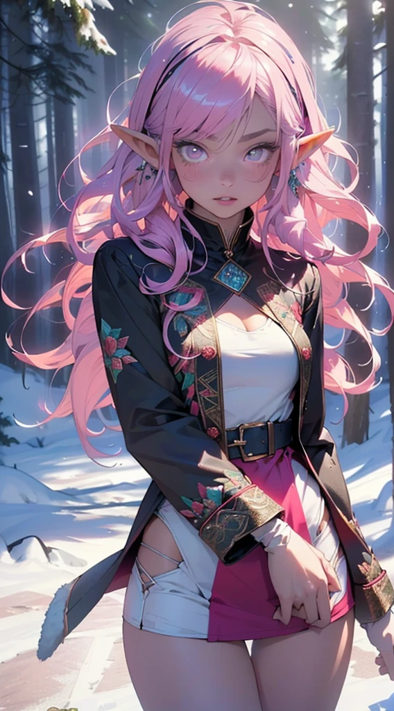 Beautiful elf,(((little ,tiny little body,little))),(((6 ))),((anime elf with extremely Beautiful and beautiful fur fuchsia)), (((elf))), (((elf ears))),
(((flat chest))),((((fur fuchsia:1.35,short fur fuchsia,colored inner hair,ear breathing)))),(((rosa_eyes:1.3))),Intricate eyes,beautiful detailed eyes,symmetrical eyes,large eyes:1.5,(((parts on the face,parts,freckled girl))),(((shiny skin:1.5,shiny skin: 1.5,tanned skin,shiny skin,very shiny skin,shiny body,plastic glitter skin,exaggerated shiny skin,illuminated skin))),(Delicate and detailed fingers,detailed body,(detailed face)),
Beautiful,horny,Erotic,Bold,((NSFW)),
The Great Passage,revealing clothing,show skin,(((Sexy rosa fur coat, rosa fur coat outfit, wearing a rosa fur coat:1.3,rosa winter coat))),((rosa mini-skirt,rosa mini skirt with furry edge,visible thong straps)),((briefs strap)),(white gloves,rosa clothes,half naked,with little rosa clothing,(((furry edge clothing)))),(((Intricate outfit,Intricate clothes,embroidered suit,embellished suit,embroidered clothing,embellished clothing))),
(dynamic pose:1.0),ashamed,(centered,Scale to fit dimensions,rule of thirds),
((snowy pine forest)),winter,scenery:1.25,((Intricate scenery)),((Snowy forest background)),Christmas tree,
(Glossy winter ornaments),High resolution,sharp focus,(ultra detailed,extremely detailed),(photorealistic artwork:1.37),(extremely detailed CG unity 8k wallpaper),(((vibrant colors,vibrant theme))),(Intricate),(masterpiece),(Best Quality),
