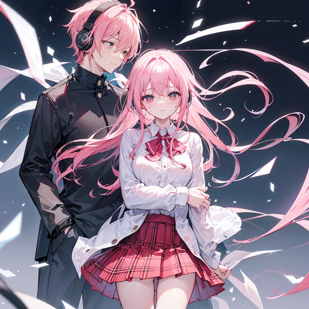 ((Browsing Caution))、Man and woman couple、sexual behavior、rape、a woman is raped by a man、女性が男性にrapeされている、((A woman with long light pink hair wearing headphones and a white long-sleeved blouse、A woman wearing headphones and a torn red tartan skirt))、Woman in uniform、Crying woman、((A man rips a woman's skirt))、((A man inserts his penis into a woman's vagina))、((Women are scared))、A muscular man is attacking a woman
