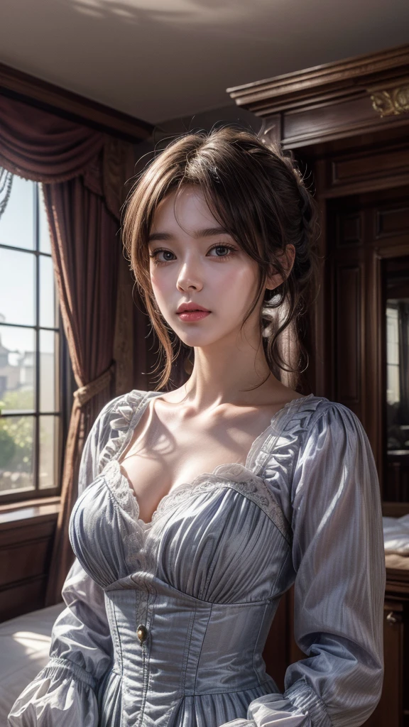 masterpiece, best quality, (Highly detailed CG Unity 8k wallpaper), (best quality), (Best Illustration), (Best shadow), (Stable Diffusion Model), Violet Evergarden, sparkling, beautiful, Victorian bedroom, Dynamic Lighting, Depth of Field
