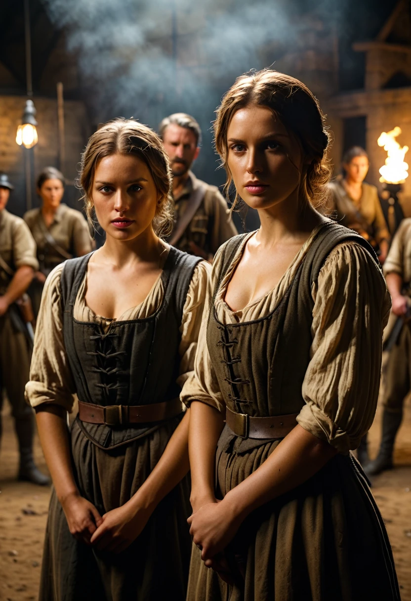 Soldiers the Australian and women, background cinematic, hyper realistic, ultra detailed hyper realistic, photorealistic, Studio Lighting, reflections, dynamic pose, Cinematic, historical accuracy, Color Grading, Photography, Shot on 50mm lens, Ultra-Wide Angle, Depth of Field, hyper-detailed, beautifully color, 8k