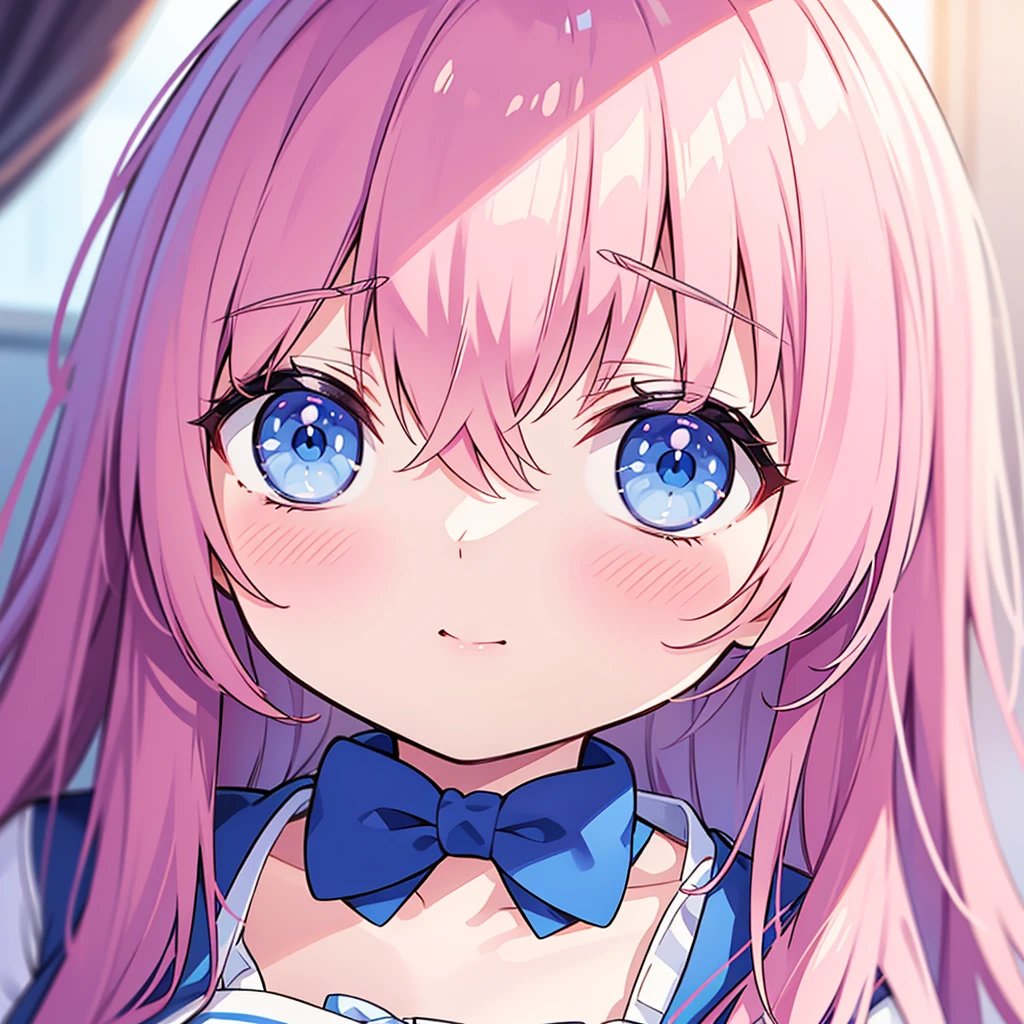 anime girl with blue eyes and a bow tie in a , beautiful anime high school girl, anime visual of a cute girl, kawaii realistic portrait, cute anime girl, smooth anime cg art, anime style 4 k, clean detailed anime art, anime moe artstyle, digital anime illustration, pretty anime girl, visual novel cg, beautiful anime girl, young anime girl