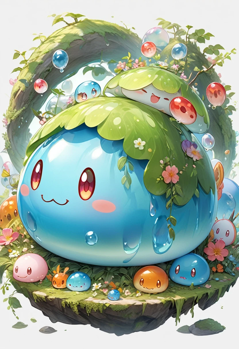Japanese cartoon slime fantasy fictional creature flat light blue cute slime(close up)Glowing water splash all around dark blue background shiny rotating high dynamic vortex surrounding slime , Swirl dynamics 

                         ( Correct and perfect  ) Ultra-detailed animation art and visual effects masters perfectly compose intricately detailed digital art
