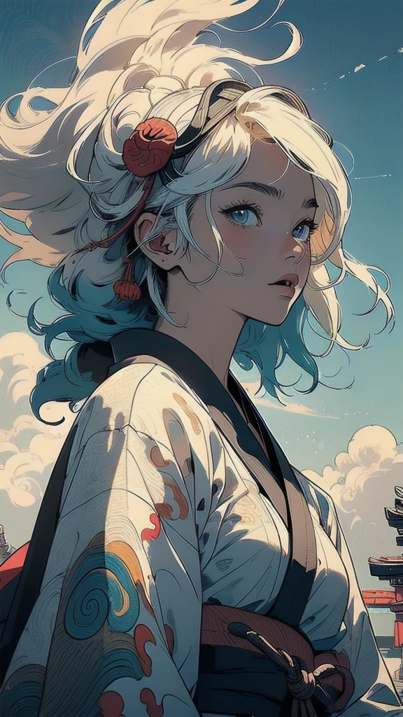 (((masterpiece, highest quality))),,(((solo:1.2))),(((1girl:1.2))),32k wallpaper, very detailed, poster, vintage science fiction,(((((portfolio))))),(((((Close-up))))),(((((bust up))))),((((more various angle)))),((((highlight)))),((((heterochromia)))),(((complete. detailed face))),(((detailed unlimited complete equipment : rail gun))),(((((Absolutely Realistic Clouds background))))),(((Texture for people : halftone))),((Open your mouth wide)),(((((Wind God and Thunder God))))),(((Ukiyo-e)))