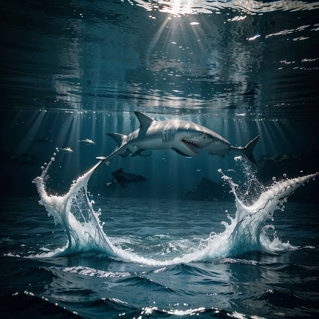 under water ocean, variety of sharks, ultra realistic