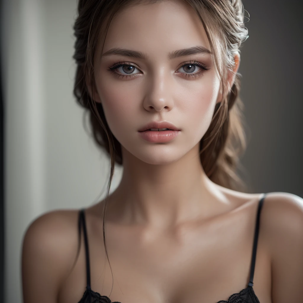 (Highest quality,4K,8k,High resolution,masterpiece:1.2),Very detailed,(Realistic,photoRealistic,photo-Realistic:1.37),Portraiture,Teenage Girl,Beautifully detailed face,Beautiful attention to detail,Beautiful lip detail,Perfect Face,Long eyelashes,Russia,lingerie,On the bed,Private dark office,Gloomy Twilight.