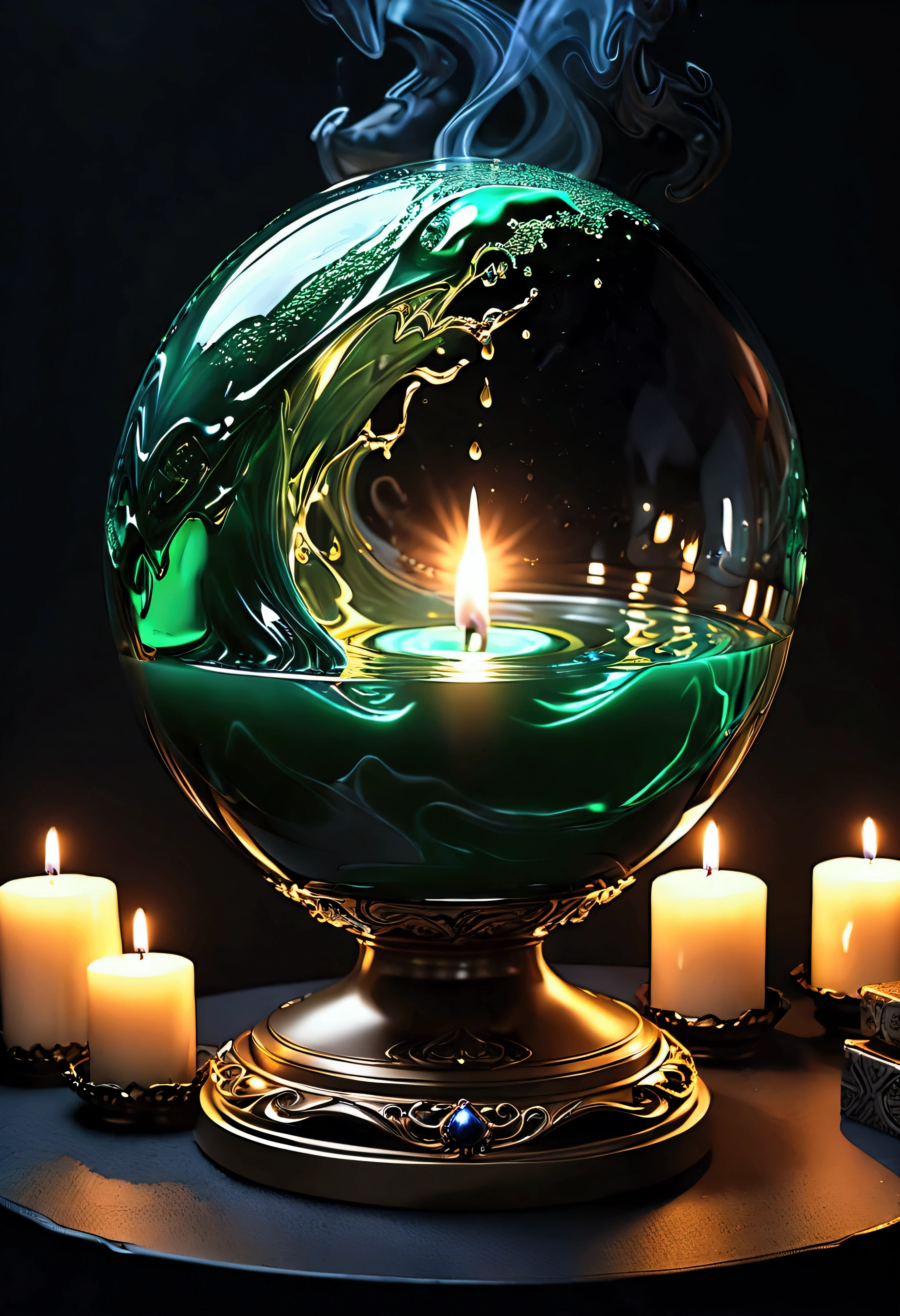 ((Masterpiece in maximum 16K resolution):1.6),((soft_color_photograpy:)1.5), ((Ultra-Detailed):1.4),((Movie-like still images and dynamic angles):1.3). | (Macro shot cinematic photo of beautiful Mage's magical Slime), (Beautiful Mage), (focus on the magical Slime), (macro lens), (exotic antiques), (Dark Candles), (luminous object), (Mysterious atmosphere), (shimmer), (aesthetic Oracle accesories), (visual experience),(Realism), (Realistic),award-winning graphics, dark shot, film grain, extremely detailed, Digital Art, rtx, Unreal Engine, scene concept anti glare effect, All captured with sharp focus. | Rendered in ultra-high definition with UHD and retina quality, this masterpiece ensures anatomical correctness and textured skin with super detail. With a focus on high quality and accuracy, this award-winning portrayal captures every nuance in stunning 16k resolution, immersing viewers in its lifelike depiction. | ((perfect_composition, perfect_design, perfect_layout, perfect_detail, ultra_detailed)), ((enhance_all, fix_everything)), More Detail, Enhance.