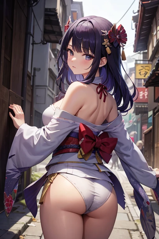 kimono，Ripped garments，Being attacked by a man，Beautiful breastaking an ass mochi，Dark Alley