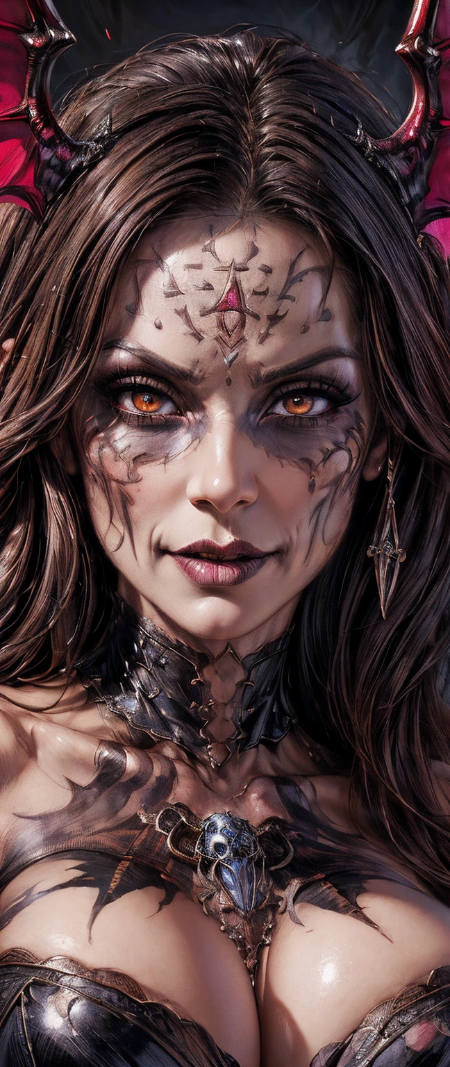 (Upper torso portrait:1.3), from below, demoness, full body portrait, kendralustlora, succubus, day of the dead facepaint and bodypaint, scary detailed art in color, aroused slutty expression, busty, curvy hips, sexy, alluring, erotic posing with open legs, lowleg panties, highly detailed fantasy art, beautiful fantasy art portrait, intricate detailed digital art, highly detailed digital painting, digital art fantasy art, mark brooks detailed, detailed fantasy digital art, amazing detail digital art, close-up portrait demoness skull, by Todd Lockwood, liquid metal girl