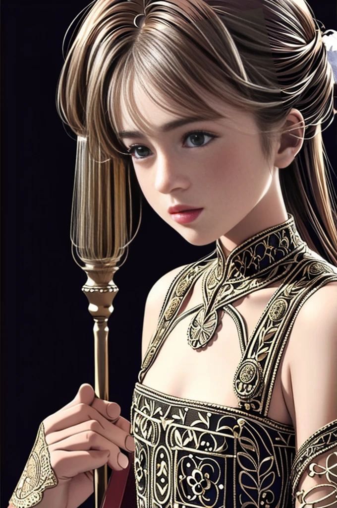 Highest quality, Realistic, photoRealistic, Award-winning illustrations, (Intricate details: 1.2), (Subtle details), (Intricate details), 8--old l、Flat Chest