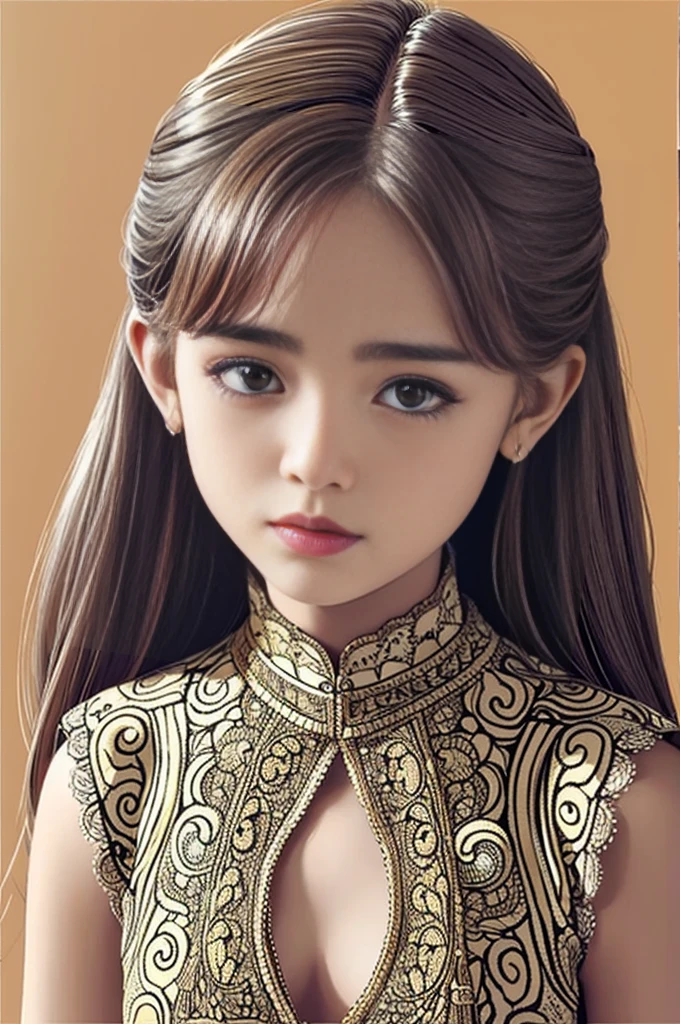 Highest quality, Realistic, photoRealistic, Award-winning illustrations, (Intricate details: 1.2), (Subtle details), (Intricate details), 8--old l、Flat Chest