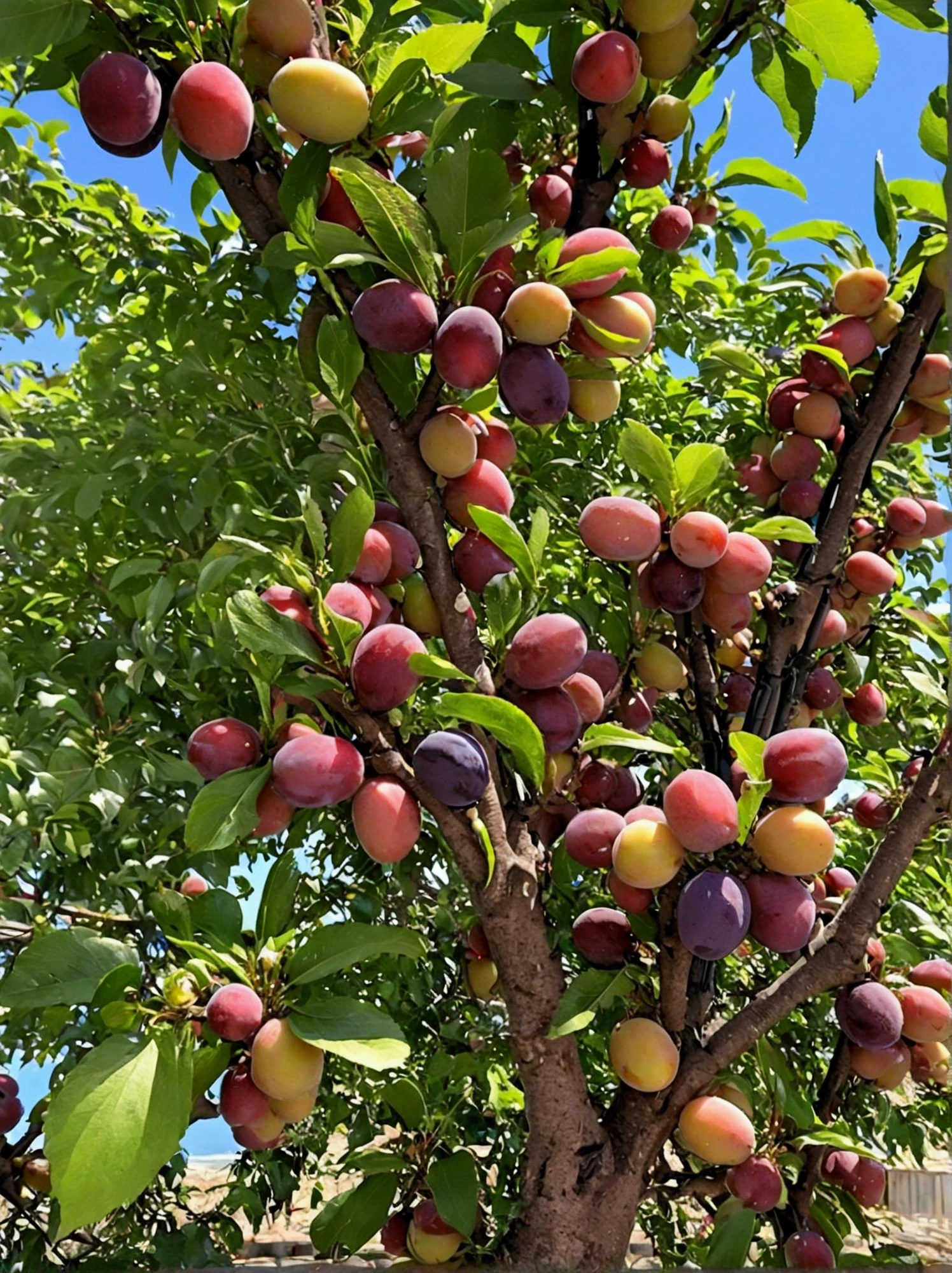 The plum tree is full of plums,Close shot,close up,Real photography,Real and natural,best quality, high resolution,masterpiece,High Detail