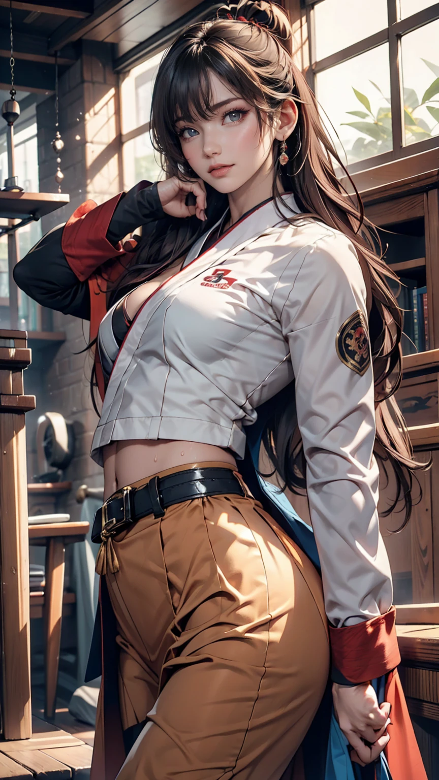 Kendo uniform, martial arts,Daugi, Black belt, sexy, Sweat、24-year-old female、Sexy proportions、Sexy、Narrow waist