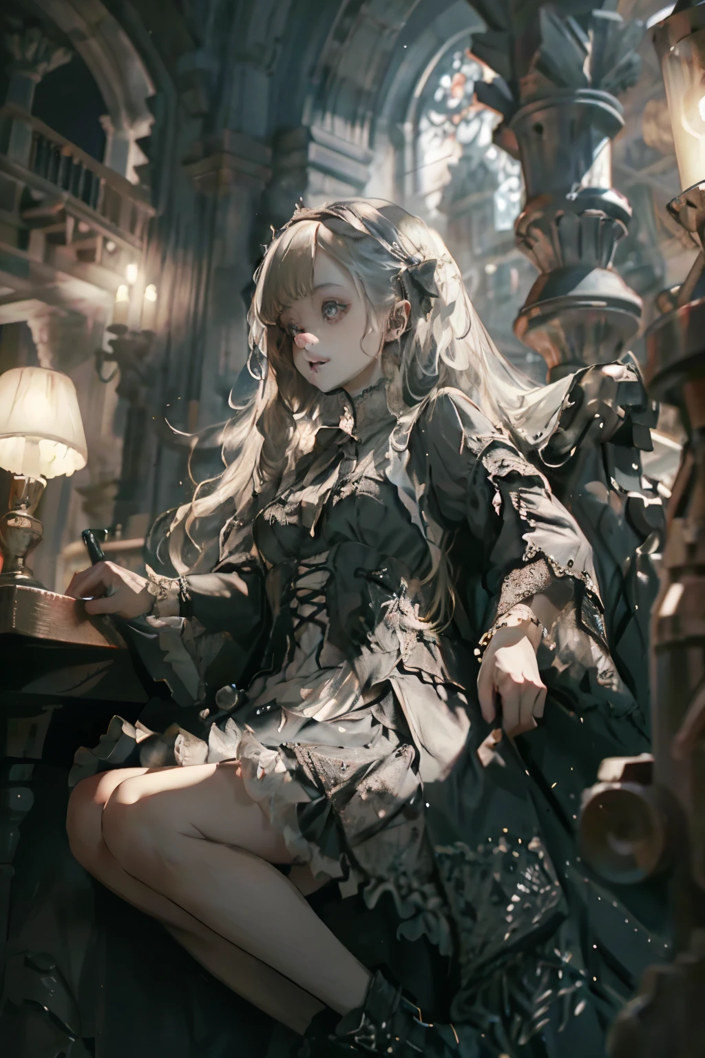 ((best quality)), ((masterpiece)), (detailed), blank white background, plain background, white background, red and white clothing, Bloodborne inspired, occult aesthetic, occult, detailed and intricate steampunk and detailed gothic, NSFW, Very dramatic and cinematic lighting, cosmic horror, grim-dark, side-lighting, perfect face, NSFW, Fluttering lace flared long knee length dress with frilly petticoats, knee length dress, pleated petticoats, ta dress, petticoats gothic lolicomplex lace boots, wielding a sword and holding a shield, side-lighting, gothic lolita aetic, NSFW, beautiful small breasts, small breasts, full body, whole body, body, plain background, white background, blank background, no background, white background NSFW, full body, whole body, head-to-toe