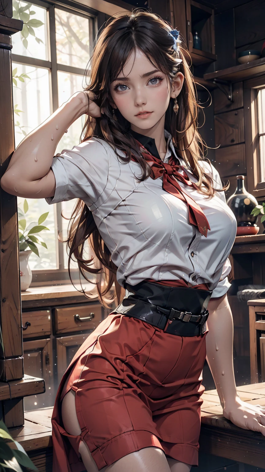 Kendo uniform, martial arts,Daugi, Black belt, sexy, Sweat、24-year-old female、Sexy proportions、Sexy、Narrow waist