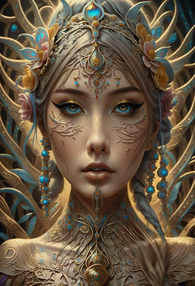 an extremely psychedelic portrait of a healer, surreal, lsd, face, detailed, Intricate, elegant, agile, highly detailed, Digital paint, art station, Conceptual art, seeds, sharp focus, illustration