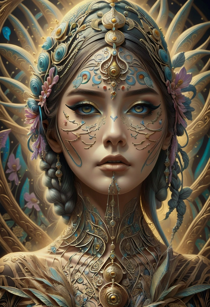 an extremely psychedelic portrait of a healer, surreal, lsd, face, detailed, Intricate, elegant, agile, highly detailed, Digital paint, art station, Conceptual art, seeds, sharp focus, illustration