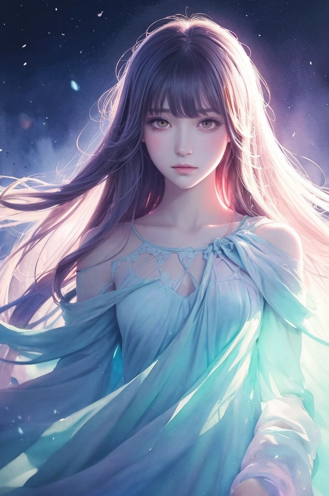 mysterious dark princess,Perfectly structured, (watercolor), Digital Illustration, Anime Style, The content is very detailed, Volumetric Lighting,, pastel colour, dynamic combination, The image is crisp and crisp, (Exquisite, sublimation:1.2), indescribable beauty,