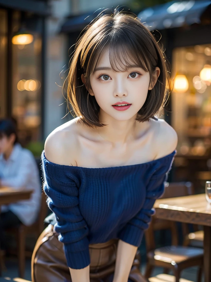 "Tabletop, Highest quality, figure, Super detailed, In detail, High resolution, 8k wallpaper, Perfect dynamic composition, 美しいFine grain, Tight dress, Medium Hair,Brown Hair Color ,Small breasts, Natural color lip, Random sexy poses,Random Situation,Slender body,Narrow Face,Ecstatic face,Feminine features,A trembling face during real sex,Sexy Face, (Tabletop:1.3), High resolution, Super detailedな, the Extremely Detailed CG Unity 8k wallpapers, Realistic, Photorealistic, RAW Photos, Beautifully detailed face, Pale skin, Realistic glowing skin, Detailed cloth texture, Detailed hair texture, Perfect body, Beautiful Face, Acura, Anatomically correct, Highly detailed face and skin texture, Natural neck length, (Beautiful Hands), (Fair skin:1.2), Thin legs, Thin legs, 
break, 
Fine grain, Symmetrical eyes, Light brown eyes, double eyelid, Thin eyebrows, (Glossy lips:1.4), ((Waiting for a kiss:1.2)), (blush:1.1),
break, 
(上品でcute女の子:1.3), (She is wearing an elegant off-shoulder navy long sleeve blouse。。。。。。。。。。.。), (Grey flared skirt:1.2), 
Medium chest, (Slender body型:1.1), Toned Abs, Beautiful clavicle, 
(Dark blonde hair, Wavy Hair, Long Hair:1.3), ((Asymmetrical bangs:1.2)), (Upper Body Shot:1.2), View Viewer, (From above:0.65),
Woot, ((Stand near me、Reach out in front:1.3)), (room), ((Home)),KPOP idol faces,cute"