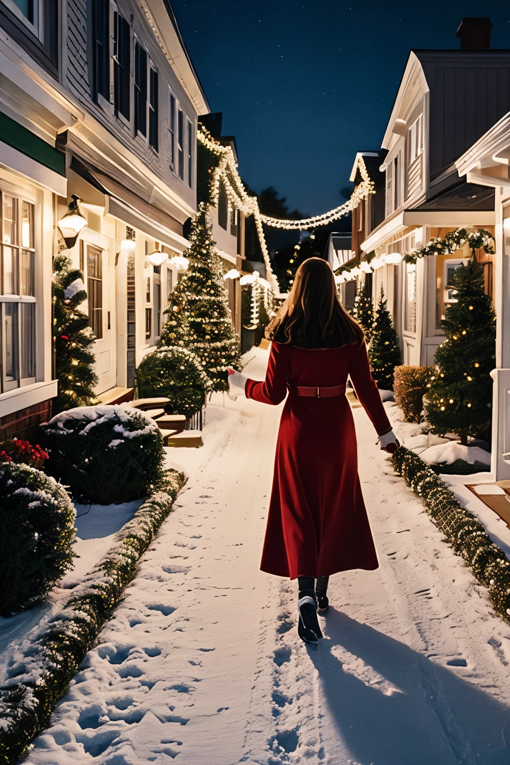 create an inviting and nostalgic holiday image that highlights our 50th Anniversary as the focal point. It is the 50th Anniversary of Christmas Stroll on Nantucket