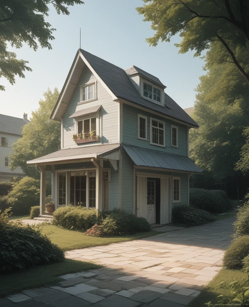 Generate a modern 3-floor house elevation for 20 by 50 house