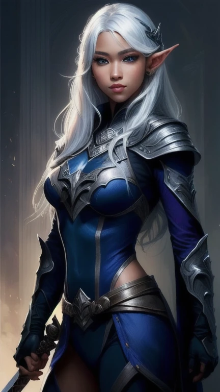 a woman with white hair and a sword in her hand, extremely detailed artgerm, drow, drow ranger, dark elf, concept art | artgerm, artgerm detailed, style artgerm, wlop rossdraws, artgerm art, rossdraws 2. 5, artgerm comic, female drow elf