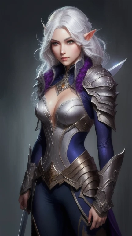 a woman with white hair and a sword in her hand, extremely detailed artgerm, drow, drow ranger, dark elf, concept art | artgerm, artgerm detailed, style artgerm, wlop rossdraws, artgerm art, rossdraws 2. 5, artgerm comic, female drow elf