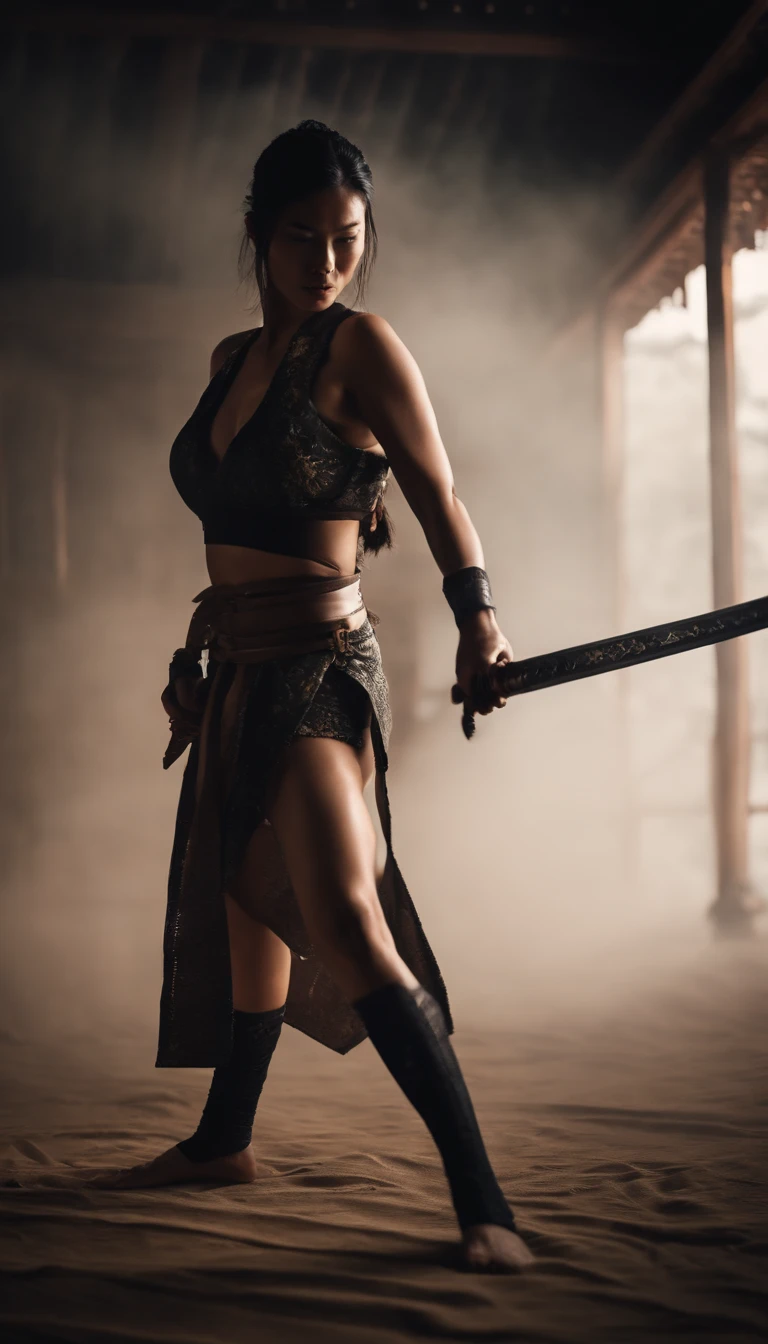Samurai Swordsman　woman　In underwear　Full body sexy underwear　Full body sexy