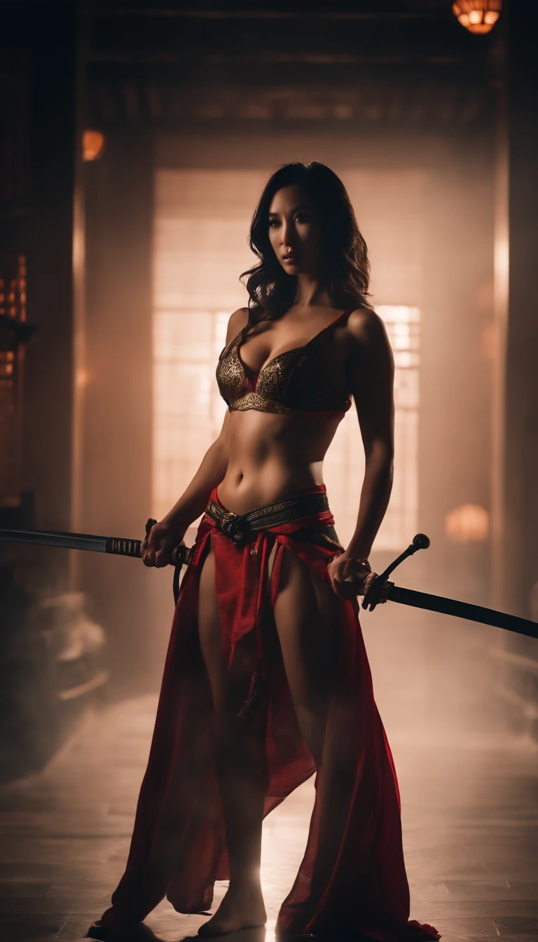 Samurai Swordsman　woman　In underwear　Full body sexy underwear　Full body sexy